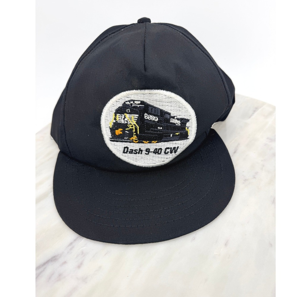 Vintage Dash 9-40 CW Locomotive Train Patch Trucker Hat Snapback Black USA Made